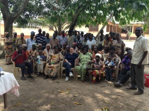 Kerry McCarthy MP with cocoa farmers in Kukurantumi