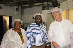 Christiana Ohene-Agyare, Emmanuel Arthur and Andy Goode - happy in the chocolate factory!